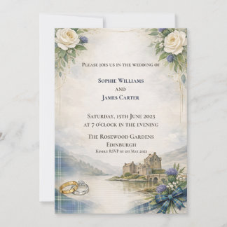 Invitación Castillo de Cardo Thistle Rosa acuarela Boda I