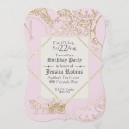 Invitación Castillo de cuento de hadas Carriage Purpurina dor