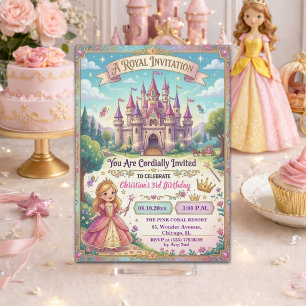 Invitación Castillo de Cuento de Hadas Cumpleaños de Princesa