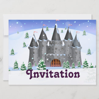 Invitación castillo de cuento de hadas de invierno