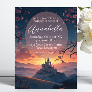 Invitación Castillo de Cuento de Hadas Encantado en la Puesta