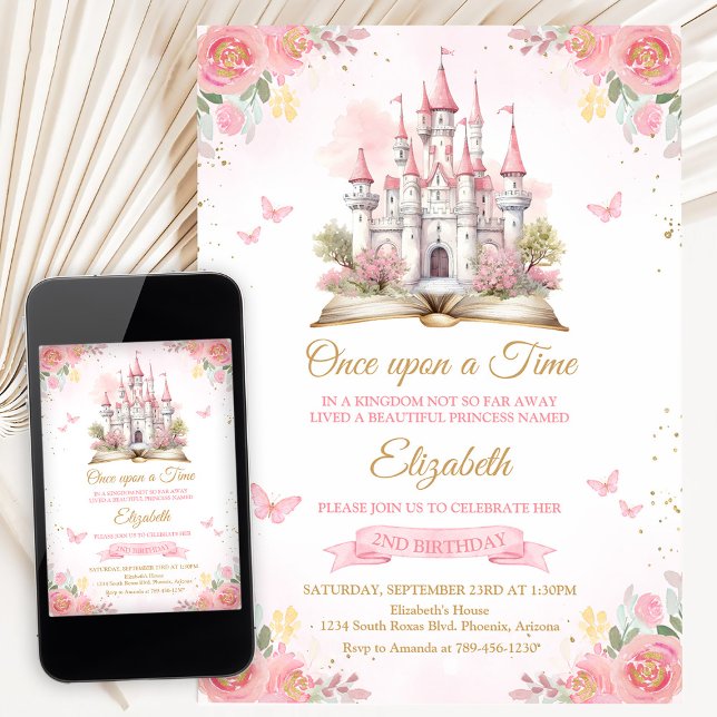 Invitación Castillo de Cuento de Hadas Érase una Vez Cumpleañ (Subido por el creador)