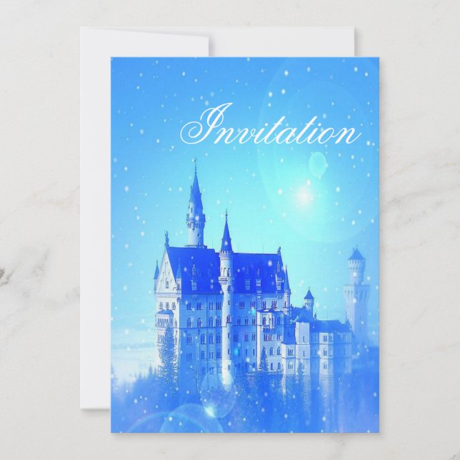 Invitación castillo de cuento de hadas fiesta princesa (Anverso)