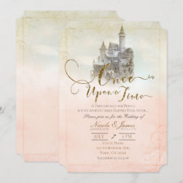 Invitación Castillo de Cuento de Hadas Soñado Rosa para Bodas