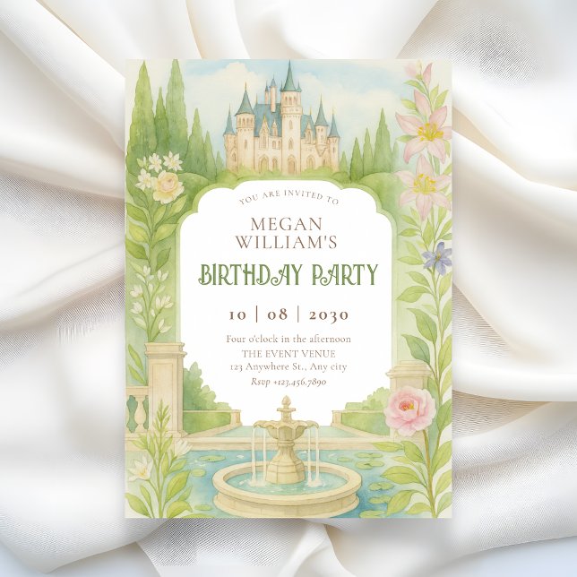 Invitación castillo de cumpleaños de jardín estético (Subido por el creador)