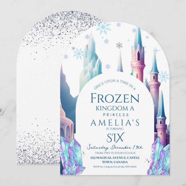 Invitación Castillo de dibujos animados de cumpleaños número  (Anverso / Reverso)