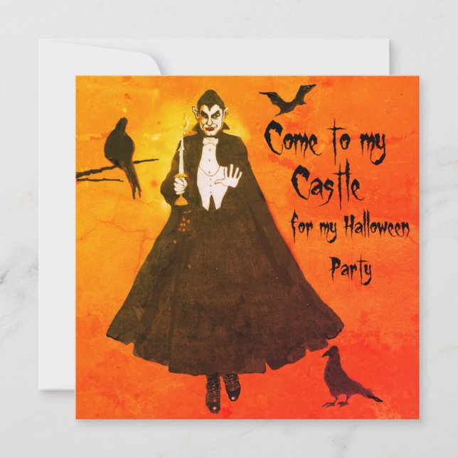 Invitación Castillo de Drácula de Halloween Candelabro respla (Anverso)