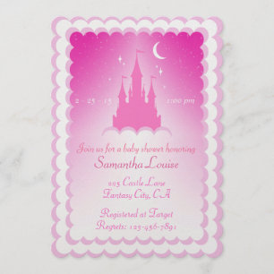 Invitación Castillo De Ensueño Rosa En El Baby Shower De Las