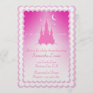 Invitación Castillo De Ensueño Rosa En El Baby Shower De Las