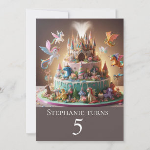 INVITACIÓN CASTILLO DE FANTASÍA DRAGONES Y UNICORNIOS CUMPLEA