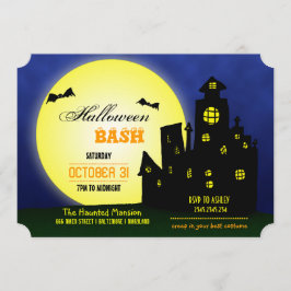 Invitación Castillo de Halloween Bash Haunted| Bats| Luna