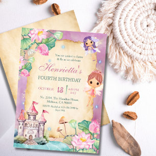 Invitación Castillo de jardín de la princesa mágica hada 4to 