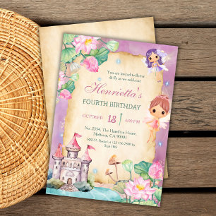 Invitación Castillo de jardín de la Princesa Mágica Hada 4to 