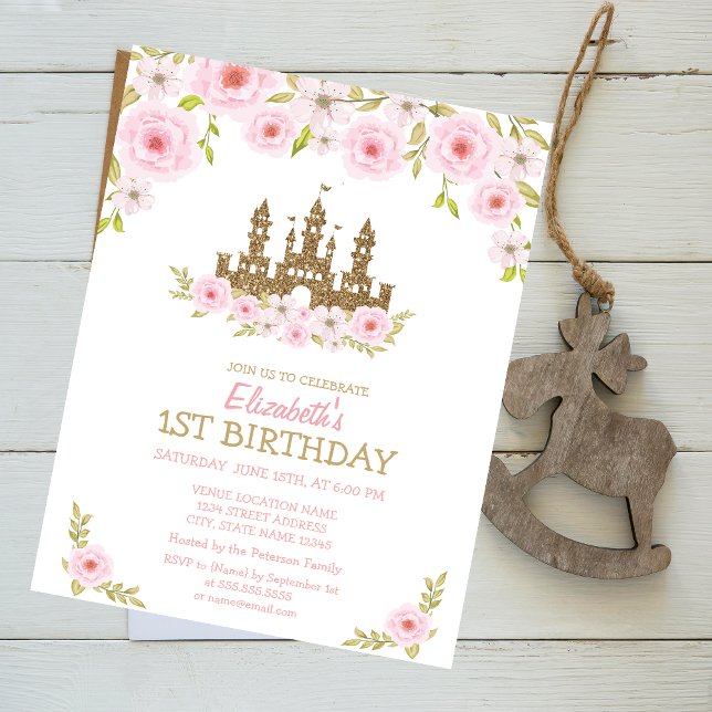 Invitación Castillo de la Princesa con Purpurina Dorada, Cump (Subido por el creador)