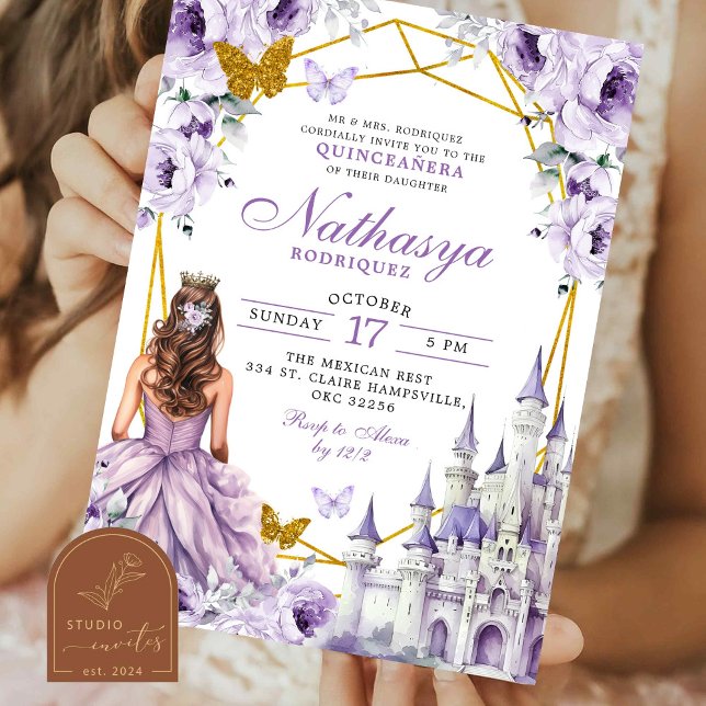 Invitación Castillo de la Princesa Mexicana Morado de Cuento  (Subido por el creador)