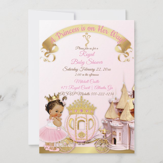 Invitación Castillo de la Princesa Real Carriage Chica de Oro (Anverso)