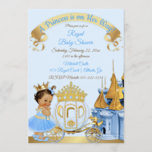 Invitación Castillo de la Princesa Real Carruaje Azul Dorado