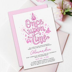 Invitación Castillo de la Princesa Rosa Bonita Érase Una Vez