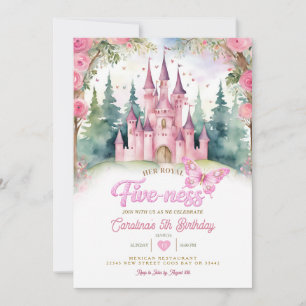 Invitación Castillo de Mariposa Rosa Cumpleaños de Su Alteza 