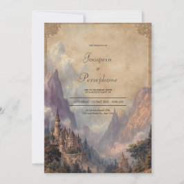 Invitación Castillo de Montaña de Fantasía Épica Marco Antigu