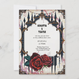 Invitación Castillo de Oro y Rosas Boda gótico