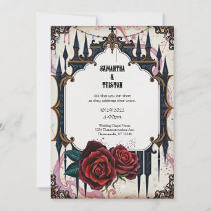 Invitación Castillo de Oro y Rosas Boda gótico