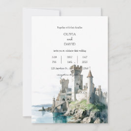 Invitación Castillo de paisajes costeros en la playa Ruinas B
