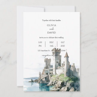 Invitación Castillo de paisajes costeros en la playa Ruinas B