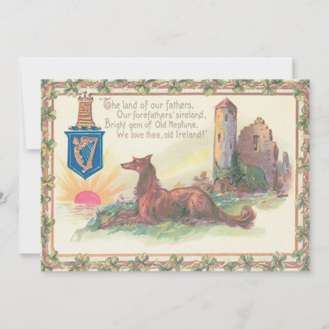Invitación Castillo de perro arpa de Erin tréboles (Anverso)
