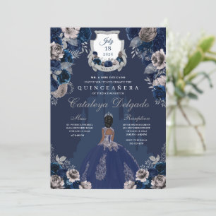Invitación Castillo de princesa azul y plata de la marina Qui