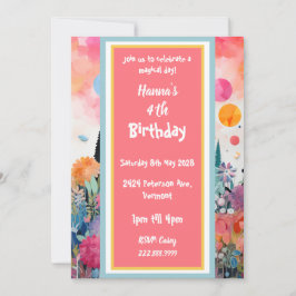 Invitación Castillo de Princesa Mágico Rosa Bonito