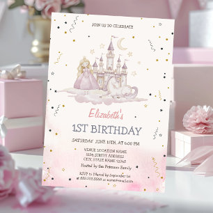 Invitación Castillo de princesa Poni Acuarela