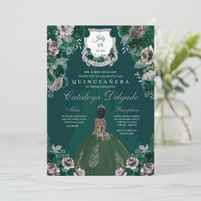 Invitación Castillo de princesa Quinceañera (Anverso de pie)
