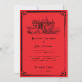 Invitación Castillo de vampiros góticos Boda rojo de la front