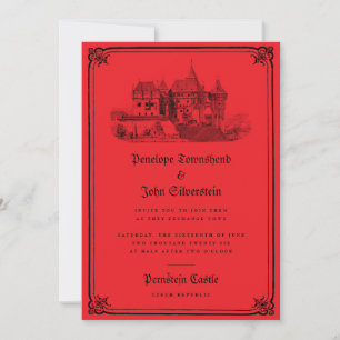 Invitación Castillo de vampiros góticos Boda rojo de la front
