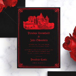 Invitación Castillo de vampiros góticos borde Boda rojo negro