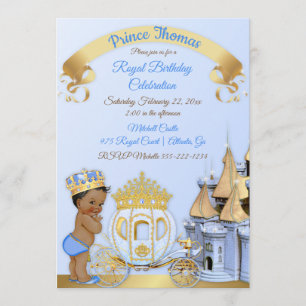 Invitación Castillo del Príncipe Real Carrito - Blue Gold Boy