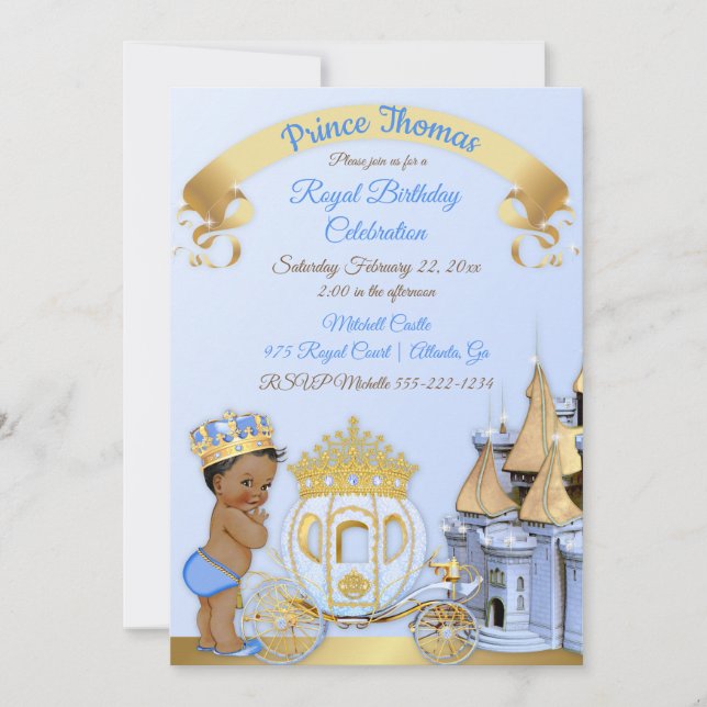 Invitación Castillo del Príncipe Real Carrito - Foto del niño (Anverso)