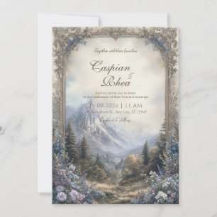 Invitación Castillo Encantado Montaña Floral Barroco Boda