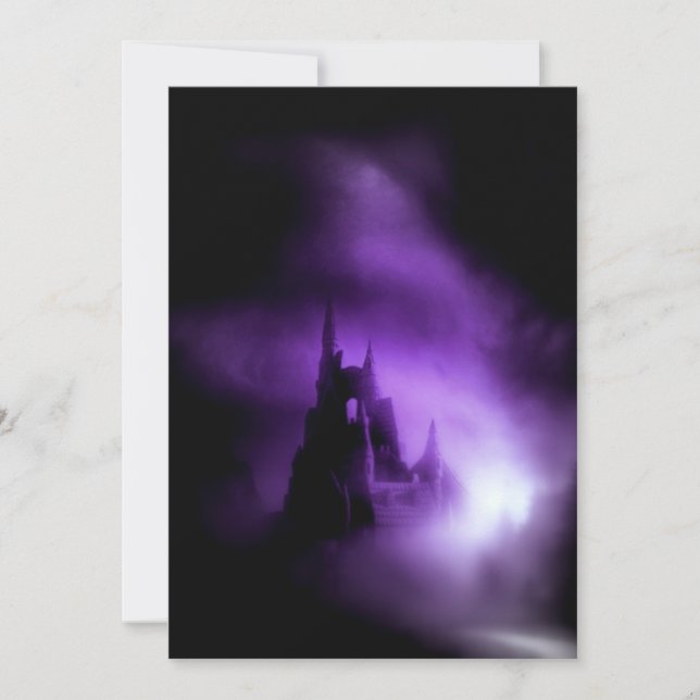 Invitación Castillo espeluznante morado (Anverso)