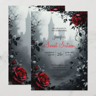 Invitación Castillo Floral Gótico Cumpleaños 16