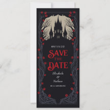 Castillo gótico Boda floral Salvar la fecha