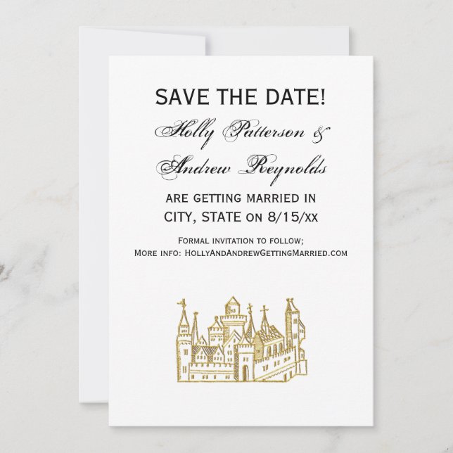 Invitación Castillo heráldico vintage #2 Escudo Faux Gold (Anverso)