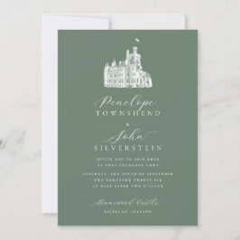 Invitación Castillo Ilustracion caligrafía Nombre Boda de sab