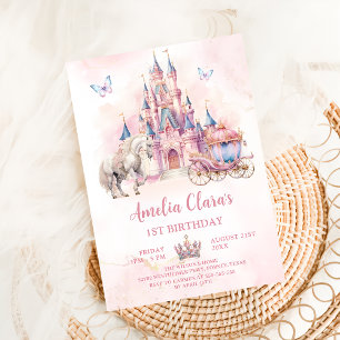 Invitación Castillo mágico Unicorn Princesa Chica Cumpleaños