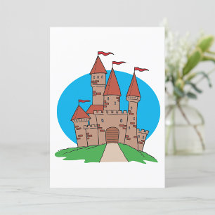 Invitación Castillo Medieval en Colina con Banderas Rojas