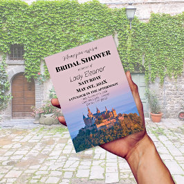 Invitación Castillo medieval Fantasía Ducha rosa de novia