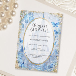 Invitación Castillo Nupcial del Bosque Encantado Azul Cuento