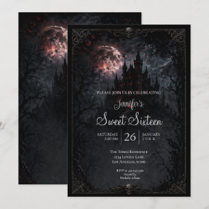 Invitación Castillo Oscuro Dulces 16 gótico
