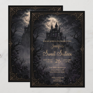 Invitación Castillo Oscuro Dulces 16 gótico